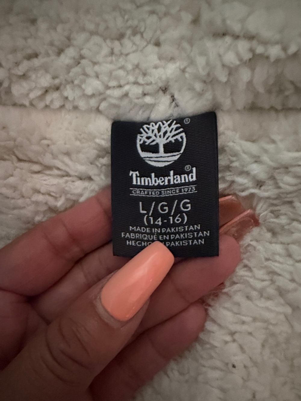 Timberland Cream Sherpa Jacket with Light Peach Detail